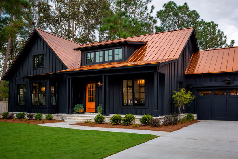 Black With a Copper or Metal-Accent Roof