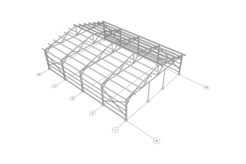 3D steel frame of an industrial building