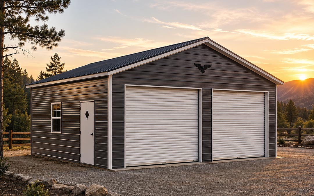 24x25x10 Two Car Vertical Roof Garage