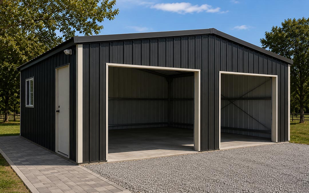 24x30x10 Two Car Steel Shed