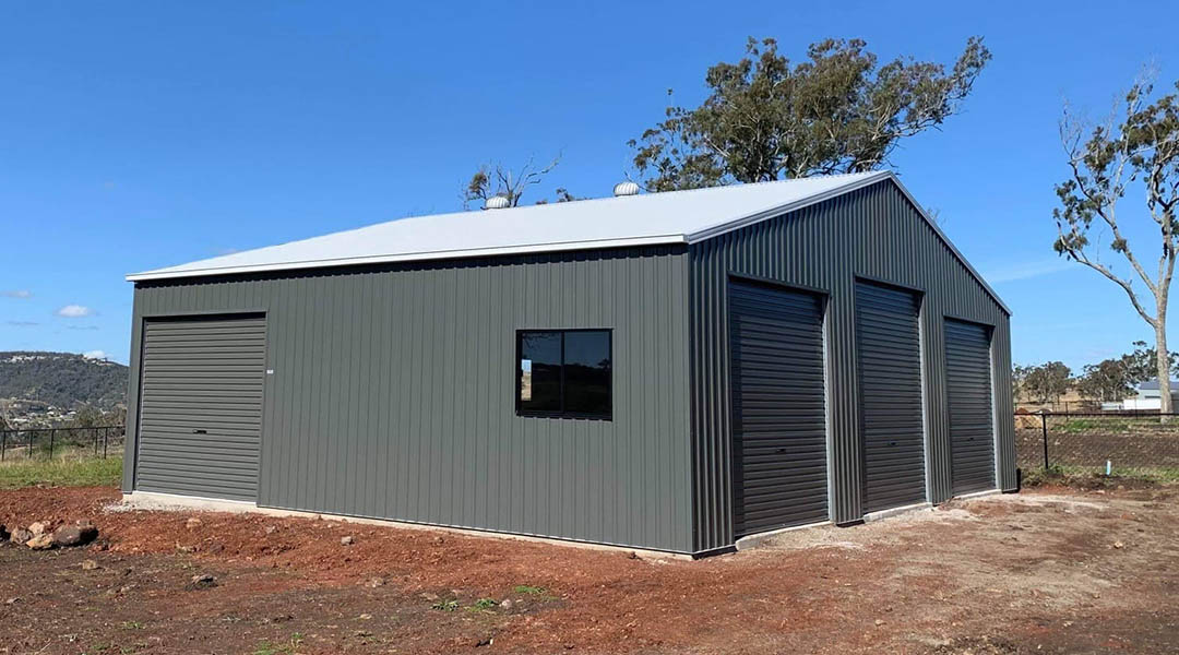 30x40 Side-Entry Metal Shed with Tall Bays