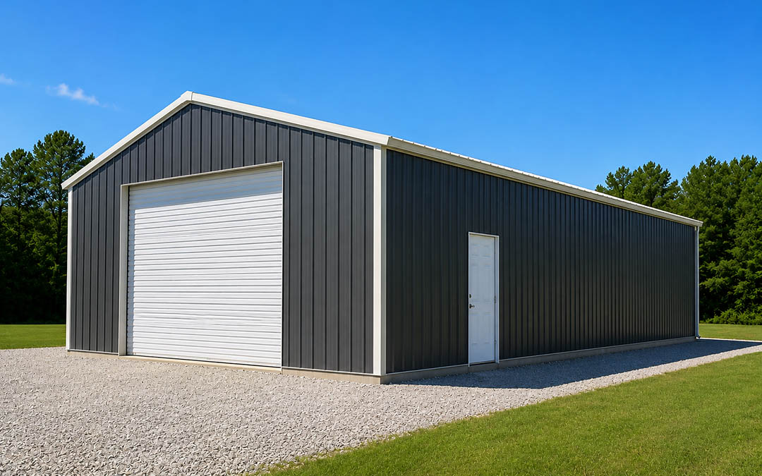 30x50 Enclosed Metal Shed with Side Access