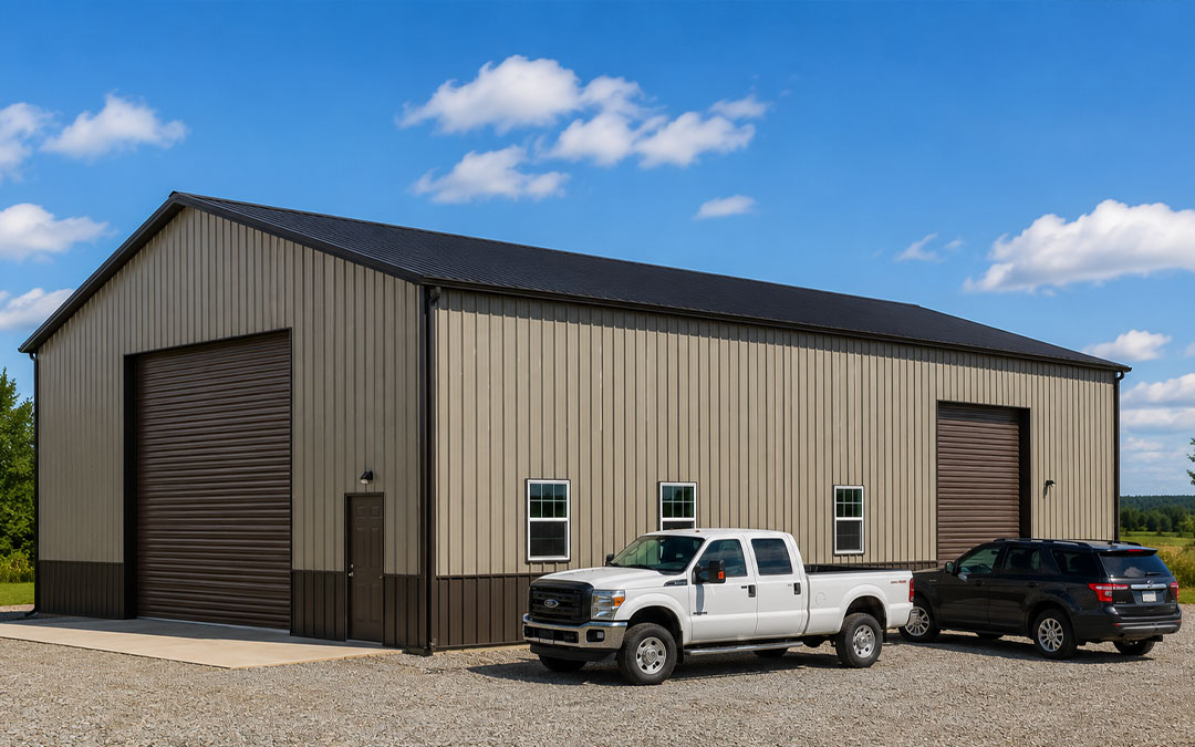40x50 Enclosed Metal Workshop with Side Entry