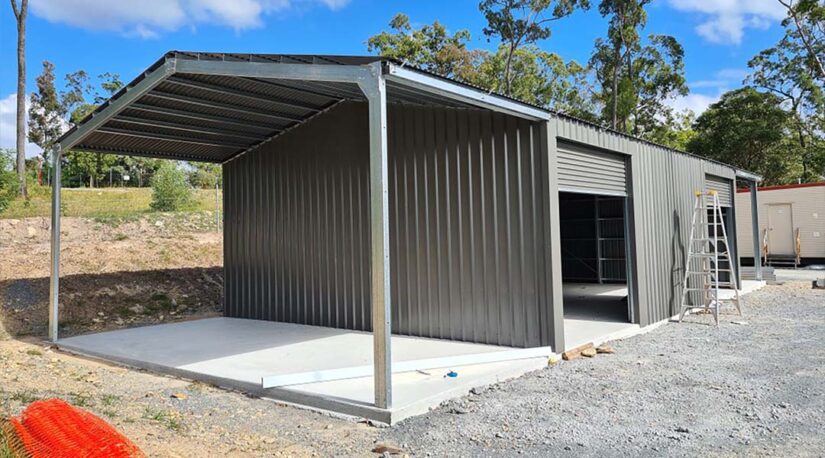 40x60 Enclosed Metal Workshop with Lean-To