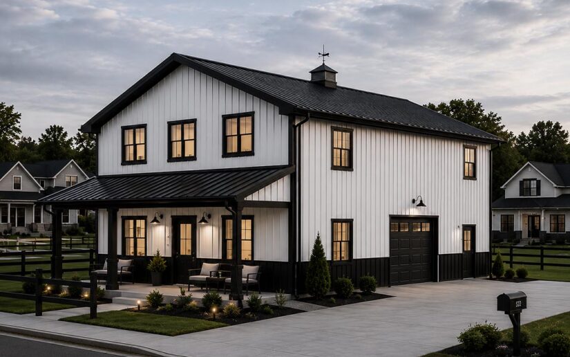 40x60 Two-Story Barndominium with Large Shop