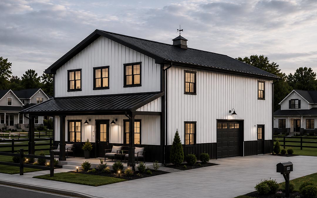 40x60 Two-Story Barndominium with Large Shop