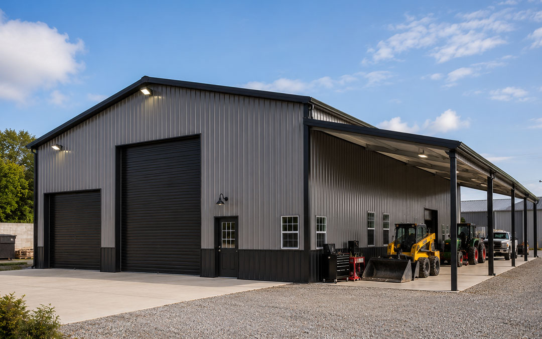 48x44 Commercial Workshop with Lean-to