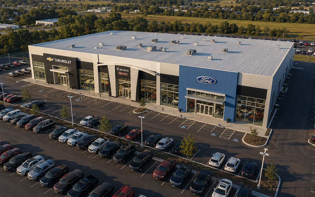 120×150×20 Full-Service Auto Dealership