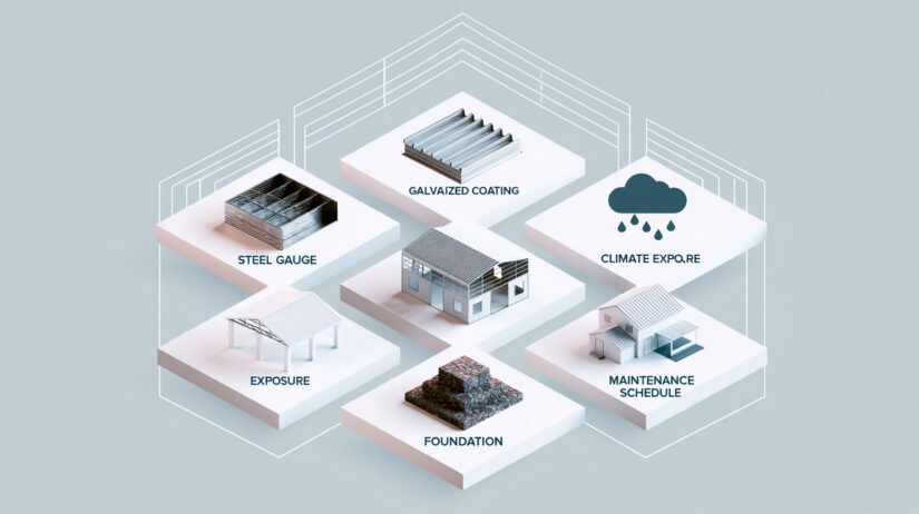 Infographic of five factors that determine a metal building's lifespan